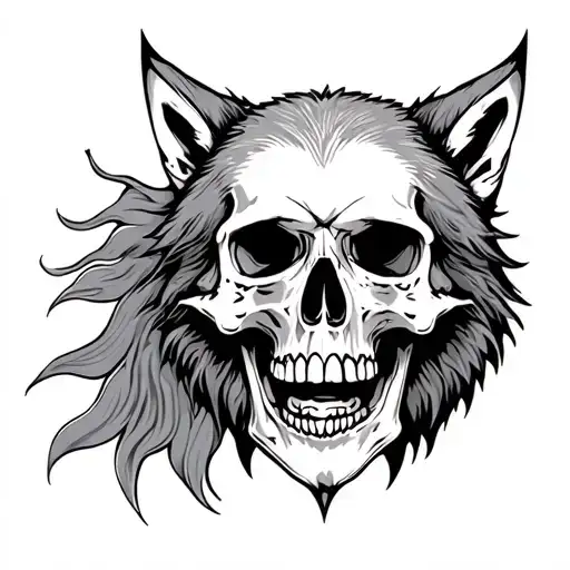 Skull And Wolf
