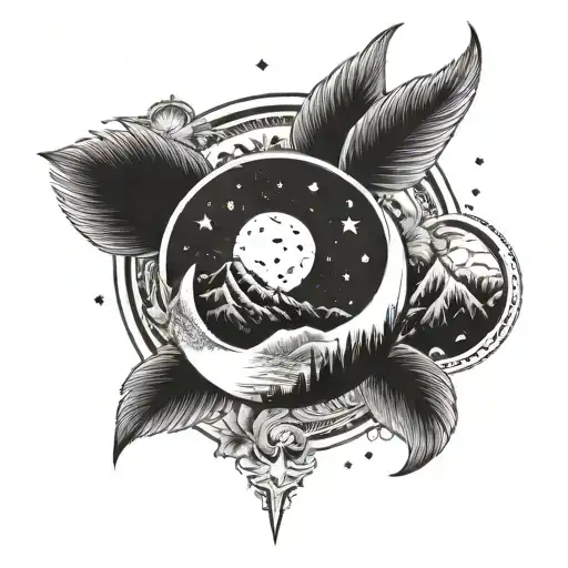 Star Moon Mountains Heart Palm Sun And Moon Sun Stars Hands