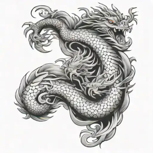Japanese Dragon Sleeve With Great Waves On Forearm