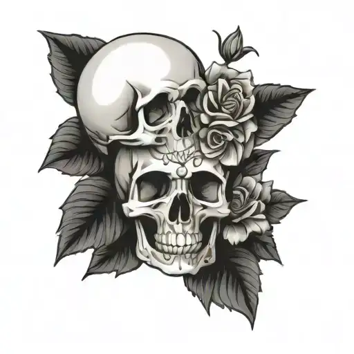 Skull And Roses Mayflowers Hibiscus