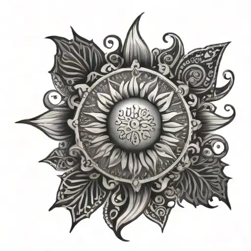 Sun With Beams That Turn To Floral Paisley