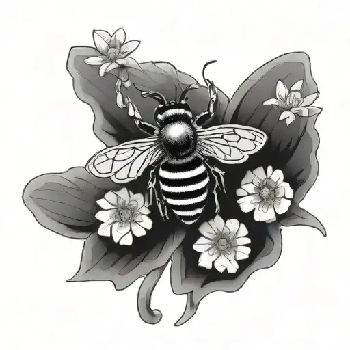 Bee And Flower As Semicolon Butterfly