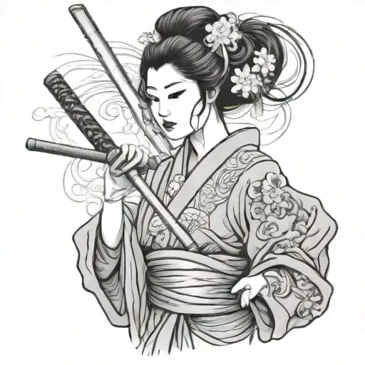 Geisha Holding A Katana