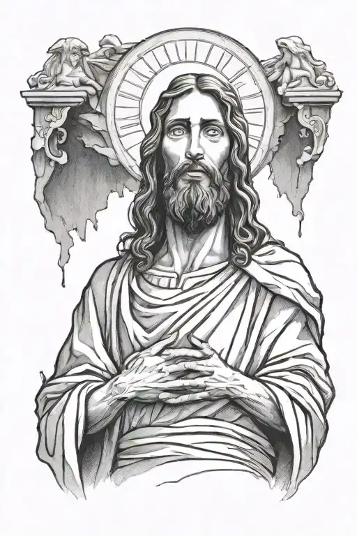 Jesus Ressurecting Out Of Tomb