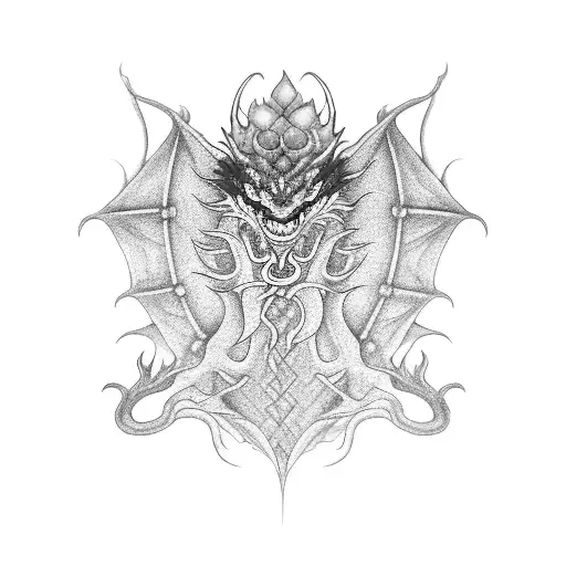 A Golden And Red Dragon Intertwined With Lotus Flowers For A Left Arm