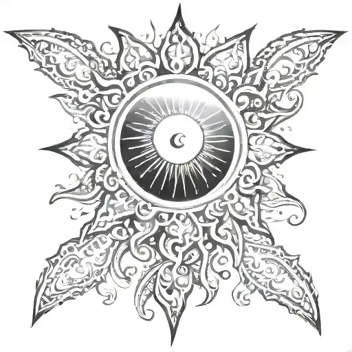 Sun With Rays That Turn To Paisley