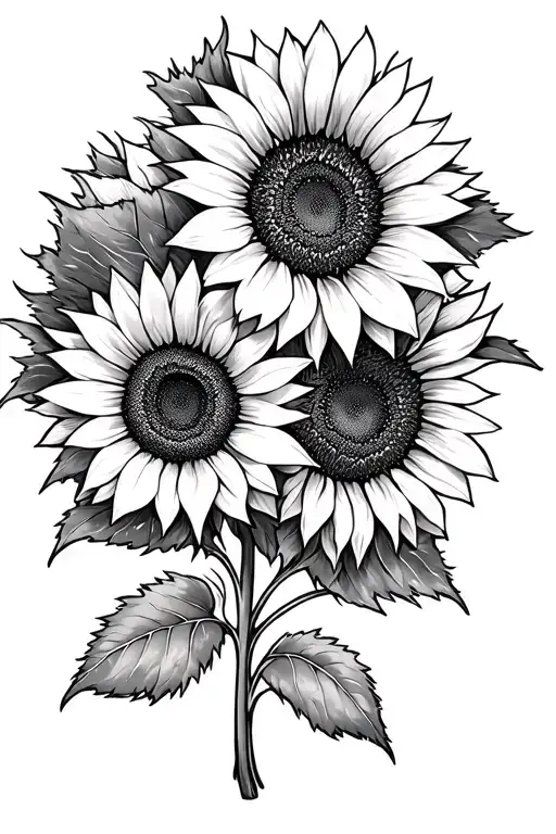 Sunflower Bouquet Fine Line