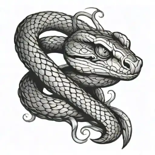 Snake Wrapped Around Crow Tattoo Design