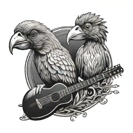 Bird Dodo And Guitar