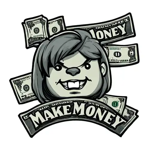 I Would Like A Tattoo With The Pixou Character Of Money And A Make Money Sentence