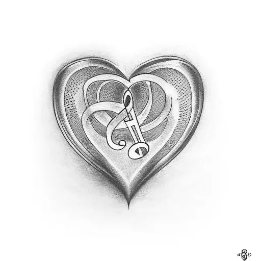 A Tattoo Of A Music Note Heart With Your Daughter's Initials Incorporated Into The Design