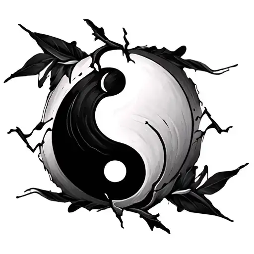 Yin Yang Symbol Torn Into 2 Parts