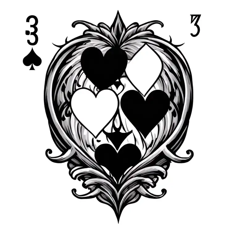 3 Of Hearts Playing Card