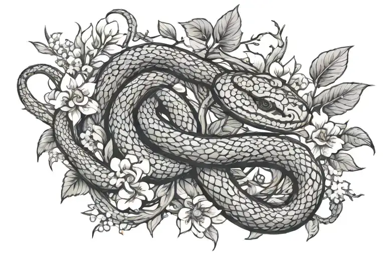 Snake In Flowery Branches
