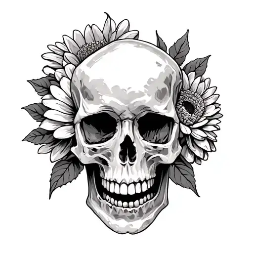 A Tatuaje From A Chrysanthemum Above A Skull