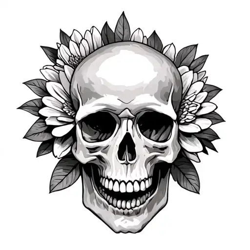 A Tatuaje From A Chrysanthemum Above A Skull