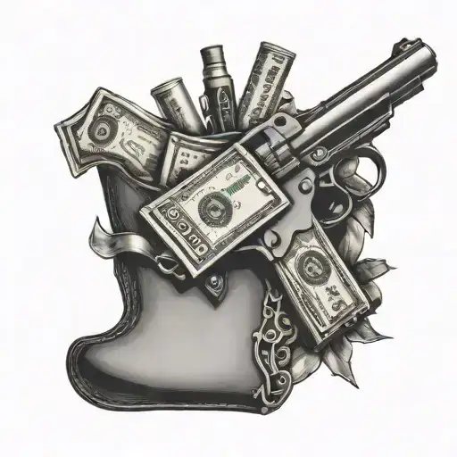 Gun And Money Bag