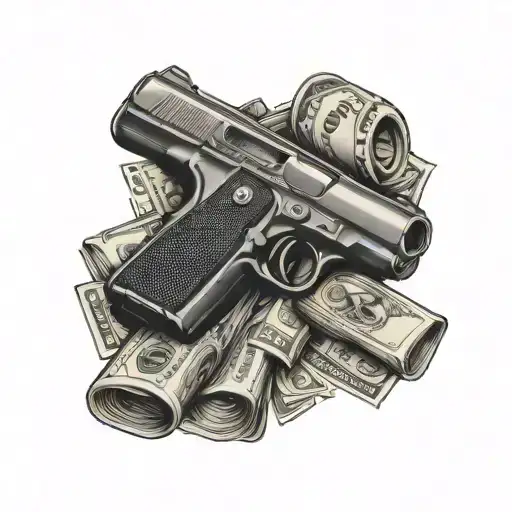 Gun And Money Bag