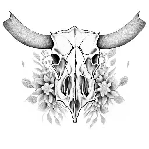 Cow Skull With Bean Flowers