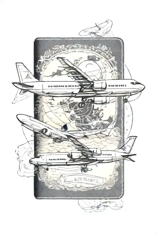 Airplane Passport Cover With Stamps