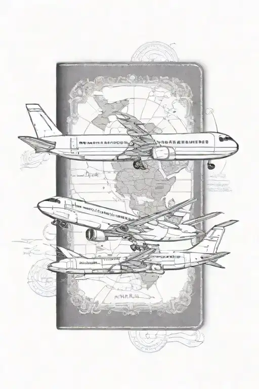 Airplane Passport Cover With Stamps