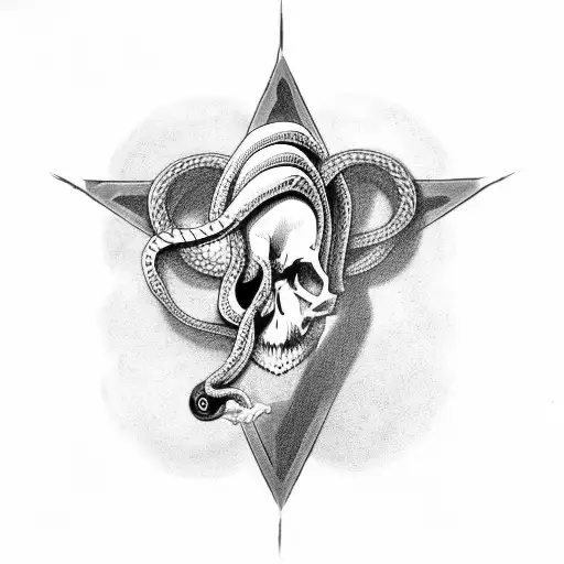 Snake With Skull And Cross