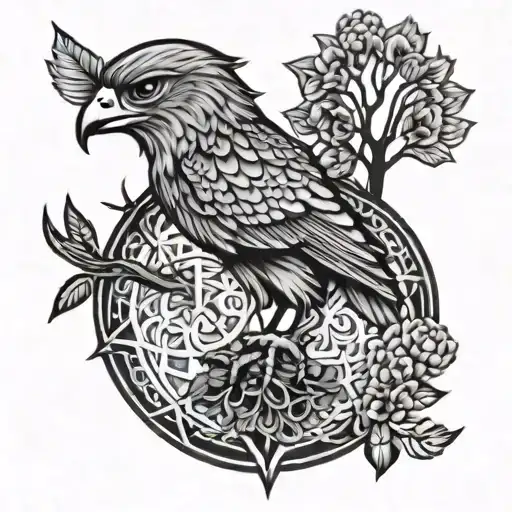 Tree Hawk Mandala Design Inspired