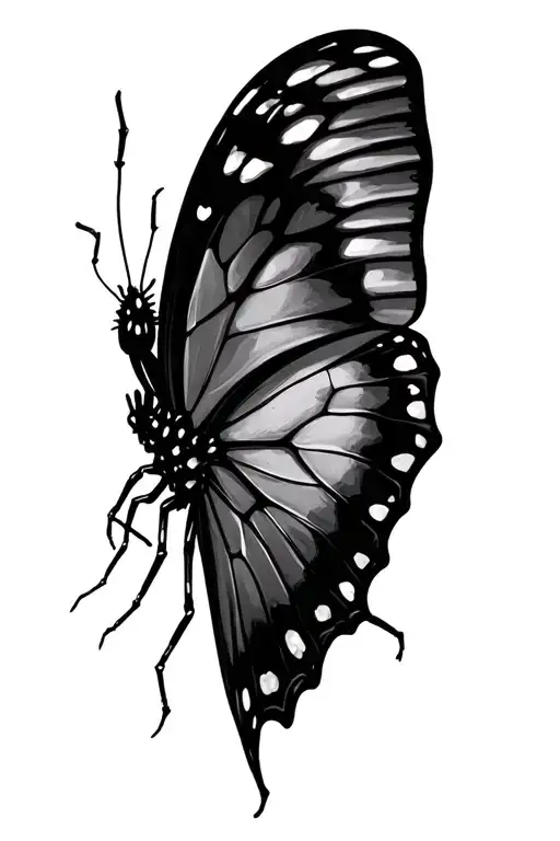 Half Alive Butterfly Wing Half Dead Butterfly Wing With Spider Legs