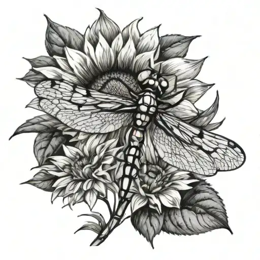 Dragonfly On Sunflower