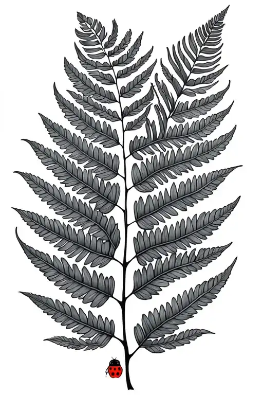 Fern Leaf With A Ladybug On It