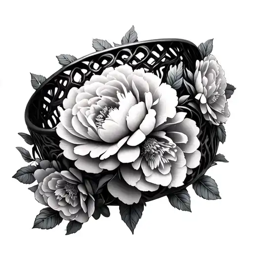 A Hollow Bracelet With Peony Flowers All Around That Could Be Interspersed