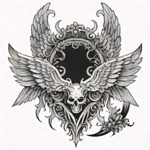 Half Demon Wings Half Angel Halo