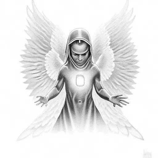 An Angel With A Halo Made Of Binary Code