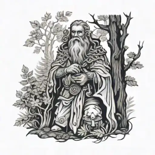Druid In Forest