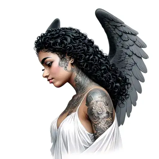 Female Latina Angel With Curly Hair