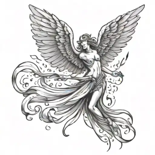 Falling Angel With Feathers