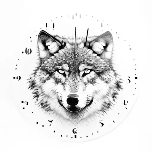 Wolf With Old School Clock
