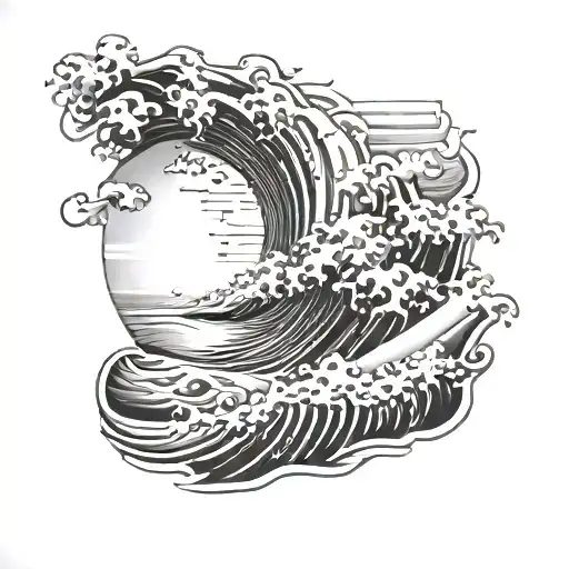 Sunset Beams Onto Ocean Wave