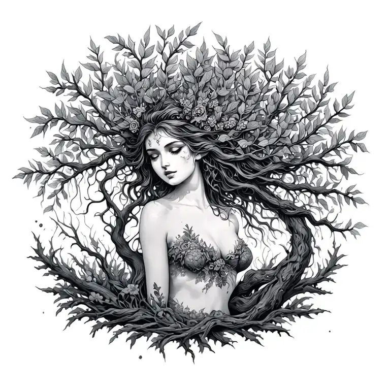 Sexy But Subtle Modest Dryad Goddess Tattoo Oak Or Willow Tree Line Tattoo Modern Feminine Healing
