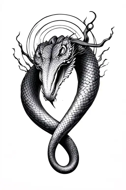 Infinity Symbol With A Nice Snake Head Emerging Representing Imagination