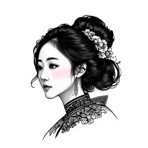 Korean Lady Head Profile