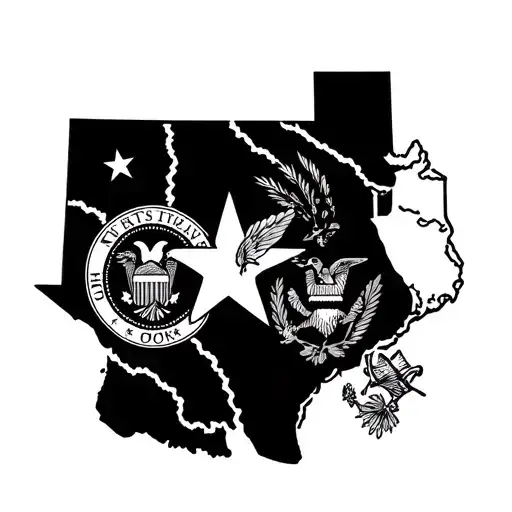 State Of Texas State Outline With Republic Of Texas Seal