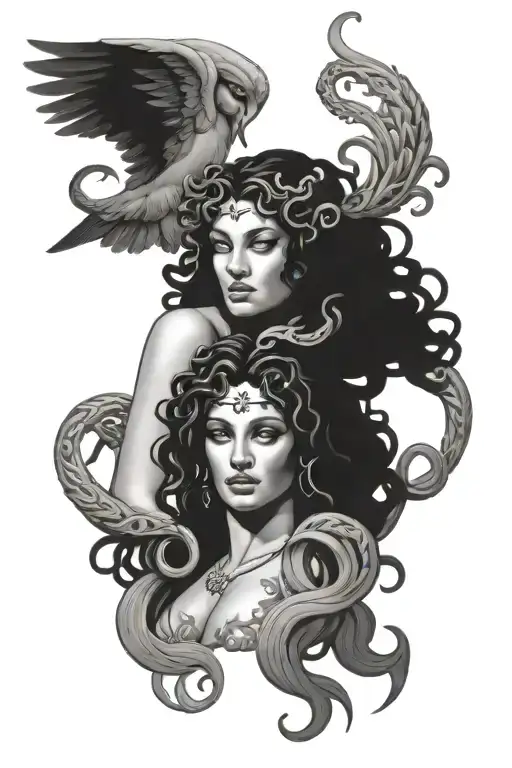 Goddess Medusa Holding An Angel