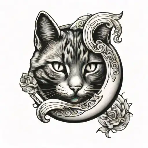 Cat And Crescent Moon
