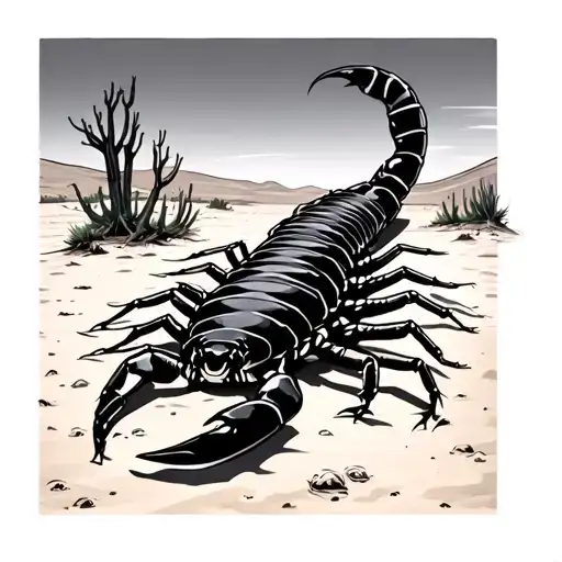 Desert Scene With Scorpion Crawling