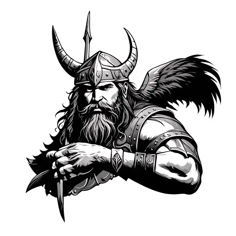 Viking Warrior On The Pectoral And On The Shoulder And The Arm