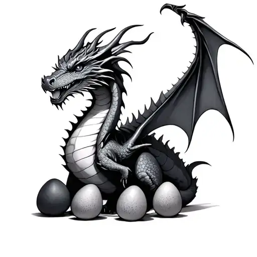 Adult Dragon Wrapped Around 14 Eggs