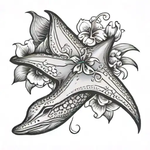 Stingray With Hawaiian Flower Around It