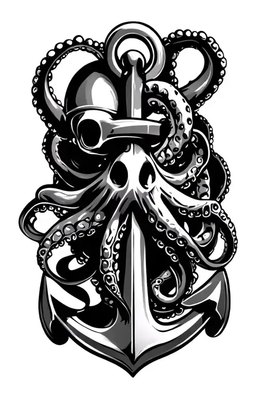 Anchor With An Octopus On One Side