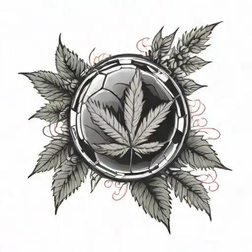 Football With Marijuana Flowers In The Middle